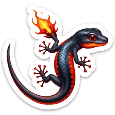 salamander black with fiery red flashes on the scales sticker