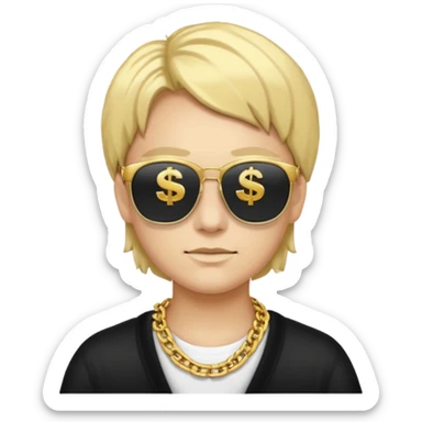 Knight helmet gold chain dark glasses money sticker