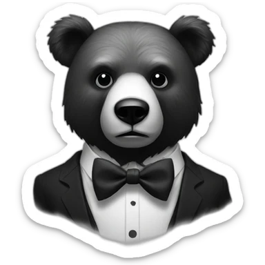 Scary Bear with bowtie, creepy, black and white sticker