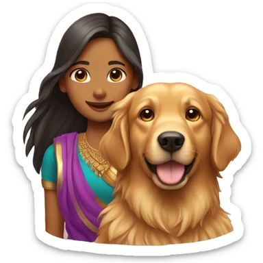 Golden retriever with an Indian Girl sticker