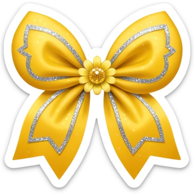 yellow flower bow with glitter sticker