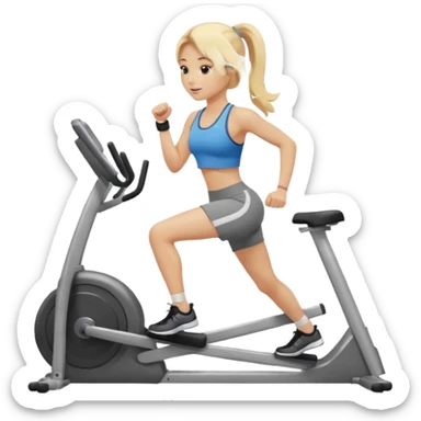 a young girl with blonde hair is exercising in the gym sticker