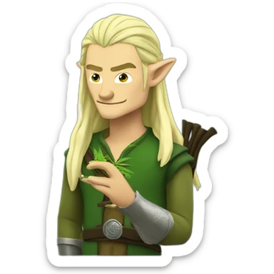 Legolas smoking cannabis sticker