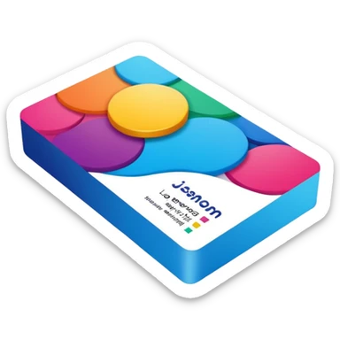 a business card with colorful and creative design, vibrant colors, playful and artistic sticker