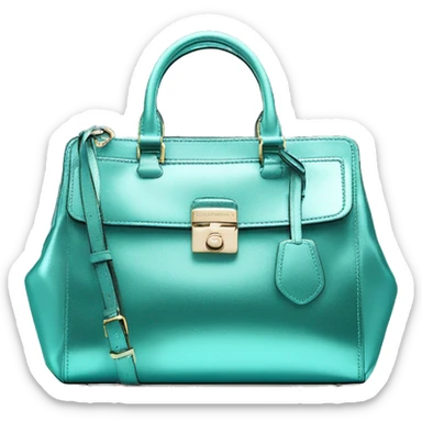 Realistic isolated metallic tiffany blue Michael Kors satchel purse.  sticker