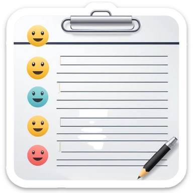 worksheet-style paper with checkboxes and horizontal lines, like a classroom handout sticker