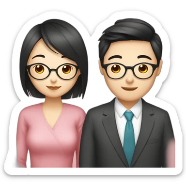I Chinese couple love each other all Chinese couple wear glasses too sticker