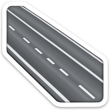 "iOS style road emoji, gray with visible lanes, no background" sticker
