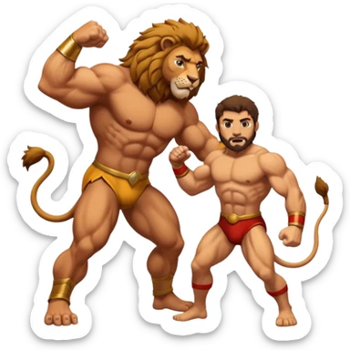 Hercules wrestling a lion sticker