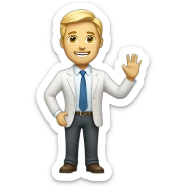 white business man raising hand sticker