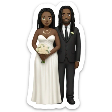 full body Plus size couple with dreads wedding pale sticker