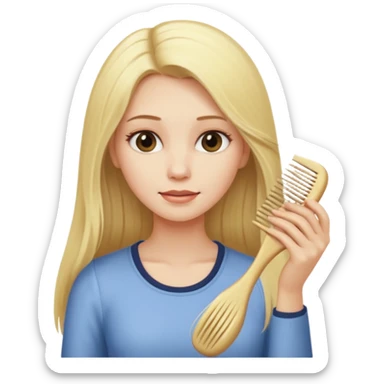 blonde woman combing her hair sticker
