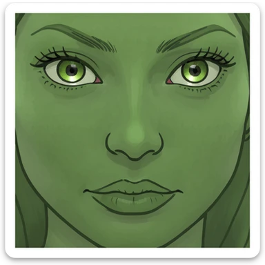 a Carmel skin woman with  light brown hair and green eyes  sticker