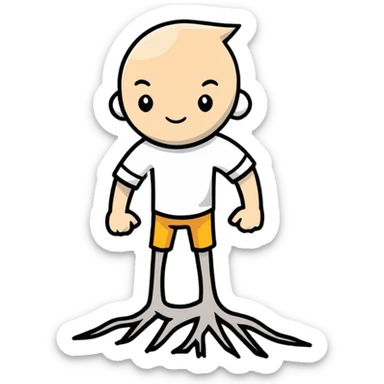 person grounded in nature with roots, strong and resilient sticker