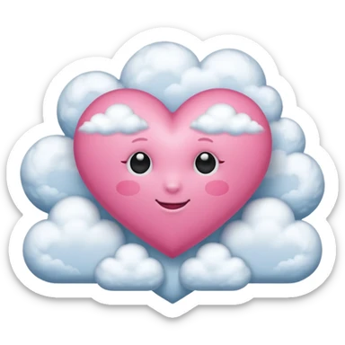 pink heart with clouds sticker