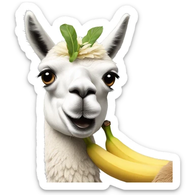 llama holding a banana sticker