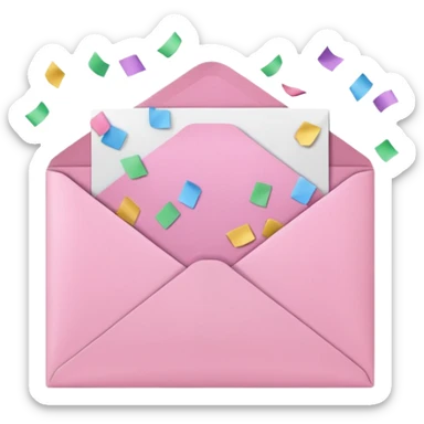 pink envelope with confetti sticker