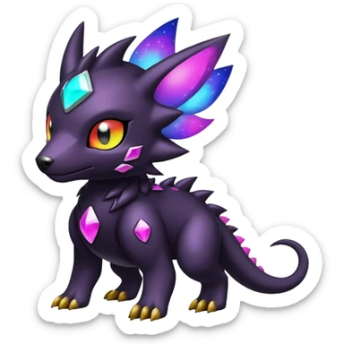 Cute cool colorful dark nebula fantasy-Fakemon-Digimon-animal-hybrid full body sticker