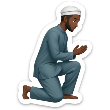 молящийся черный  мусульманин средних  в полный рост с боку на коленях sticker