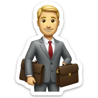 White Business man holding briefcase  sticker
