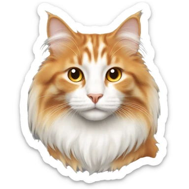 Orange and white long haired cat sticker