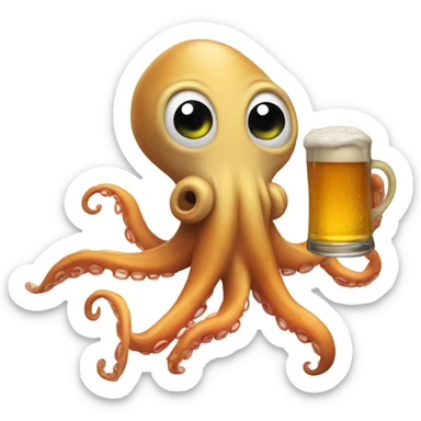 Squid holding beer sticker