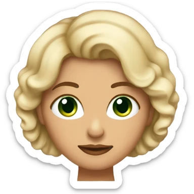 mujer con pelo bob ondulado cejas gruesas y arqueadas, ojos verdes, labios finos, piel mediana  sticker