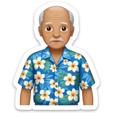 old man with hawai blue floweral shirt  full body  sticker