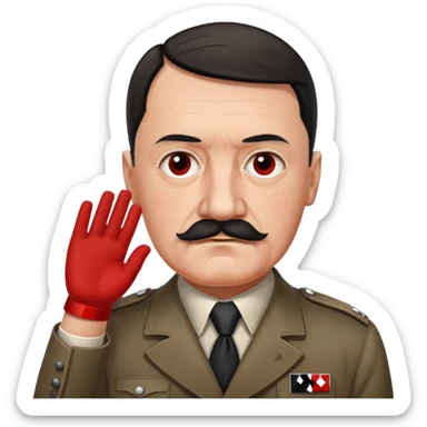 adolf hitler with a square mustache and a red band on his arm sticker