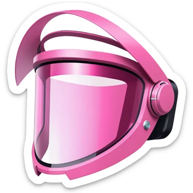 angular frameless pink shield visor, space-age Y2K style, geometric one-piece lens sticker