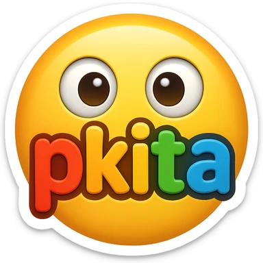 the word 'pkita' as a colorful emoji, text included sticker