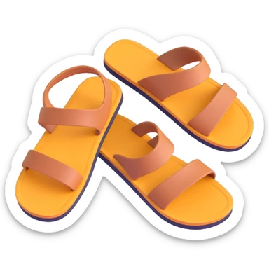 Sandal sole with two straps, minimal detail, 3D iPhone emoji style, matching the angle of the reference image, viewed from the bottom. sticker