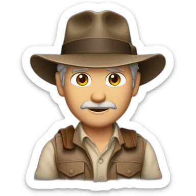 A TOK emoji of Harrison Ford as Indiana Jones. No patterns sticker