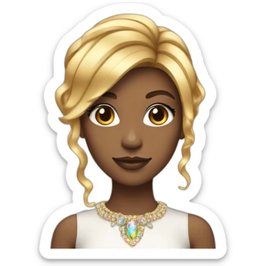 Posh-girl-with-golden-suit-and-blue-eyes-and-rainbow-unicorn-hair sticker