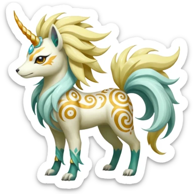 Tropical Tiny Marked Patterned Tribal Shiny Albino Painted Oriental Asian Patterned Tropical Exotic Toxic Suicune-Meloetta-Solgaleo-Rapidash-Arcanine-Absol-fusion-hybrid-creature (full body) sticker