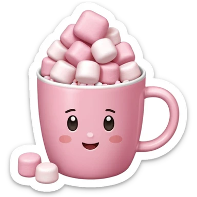 Kakao in pinker Tasse mit pink weißen mini marshmallow. OHNE Gesicht!!!, ästhetisch sticker