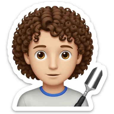 boy,  brown hair, curly hair, brown eyes,  skin, , hair edger  sticker