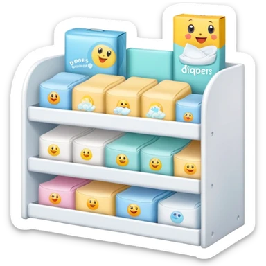 a simple and small retail/ drugstore shelf for diapers sticker