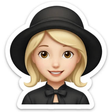 happy girl with a black bonnet sticker