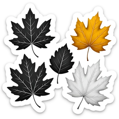 Des feuilles d’automnes aux motifs dalmatiens noir et blanc  sticker