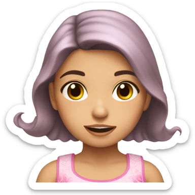 Niña haciendo llora vestida de rosa sticker