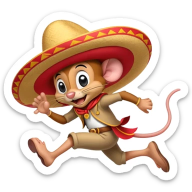 Speedy Gonzales cartoon mouse with red sombrero running fast sticker