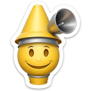 Smiley emoji with funnel on head as hat sticker