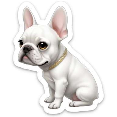 Fashion white FRENCH BULLDOg with skinny girl sticker