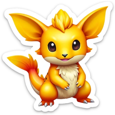 Randomly-colored exotic colorful chibi Fakémon-creature sticker
