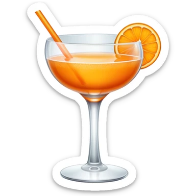 a cocktail glass in a coupe shape with orange liquid  inside with orange sugar on the rim of the glass sticker
