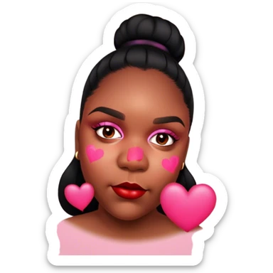 Beautiful black woman and fat lover with pink and red hearts sticker
