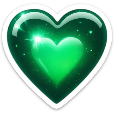 magic sparkling dark green heart sticker