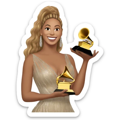 Beyonce holding a grammy sticker