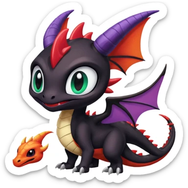Colorful Meloetta-Cynder-Spyro-Toothless-Fakémon-creature-hybrid sticker